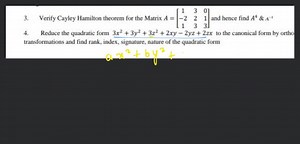 3. Verify Cayley Hamilton theorem for the Matrix A=⎣⎡​1−21​323​... | Filo