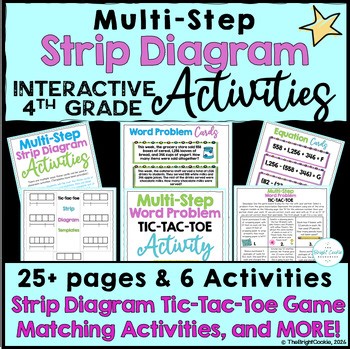Multi-Step Word Problems 4th Grade Strip Diagram Math Activities Games & Centers