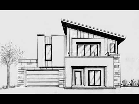 How to draw a modern house in one point perspective step by step