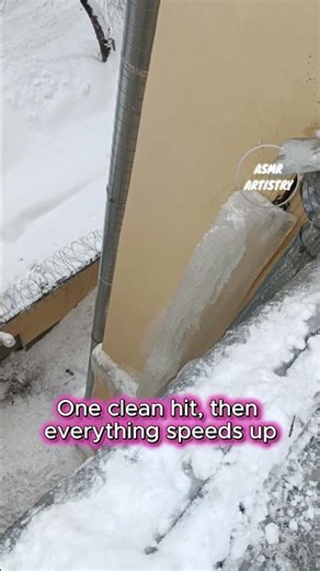 Icicle Falls from Building & Crashes Through Window — Dangerous Winter Cleanup