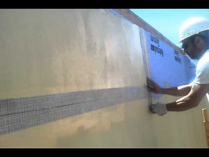 Applying Sto Gold Coat exterior sheetrock. Step 1