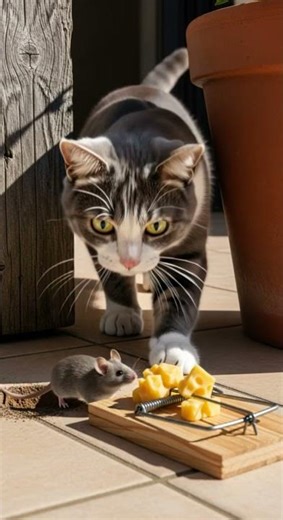 The cat stared at the mouse watch the epic chase unfold #mouse #cat #pets