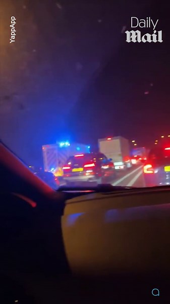Police on scene after HGV crashes into six cars causing mass accident