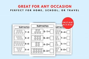 Subtraction Worksheets for Learning and Practices Math Practice Counting & Numbers- Digital Download - Etsy