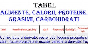 TABEL alimente: calorii, proteine, grăsimi, carbohidrați - Retete Diete