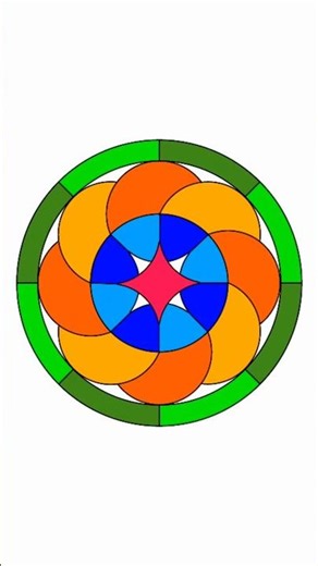 Geometric Art Drawing of Stained Glass Patterns with | Mandala Circle | Circular Art Illustration