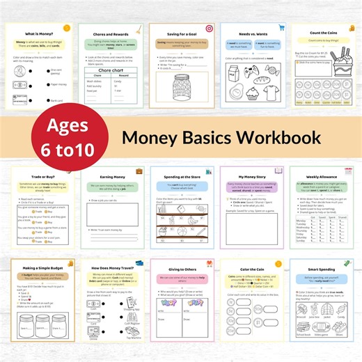 Kids Money Skills Worksheets | Financial Literacy Activities for Elementary Students | Money Math, Saving, Spending, Budgeting Workbook - Etsy