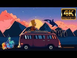 Bart Simpsons Travel to music, windows energy screensaver 4к.