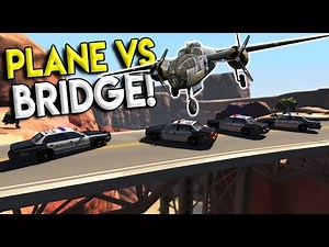 PLANE CRASHES INTO BRIDGE & POLICE ROADBLOCK! - BeamNG Drive Gameplay & Crashes - Bridge Collapse