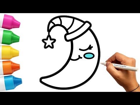 I Found the EASIEST Way to Draw a Sleepy Moon for Kids
