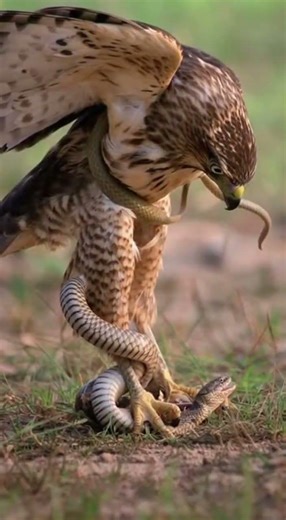 Savage Hawk Attacks Snake – Nature Is Brutal! 🦅🐍