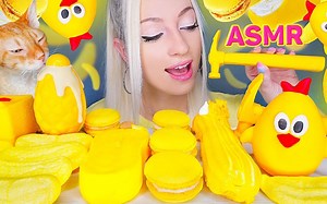 【JELLA 】吃播 黄色系食物 马卡龙&冰淇淋&棉花糖&吉事果&慕斯蛋糕&巧克力鸡&锤子