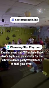 All fall/winter ‘evening’ parties will include a disco light dance party with glow sticks! Perfect for the 4-6 age group. Let’s get the parties started 🥳 Call tomorrow to reserve your December and January dates. | Charming Star Playroom