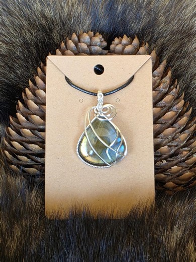 Labradorite Wire Wrapped Pendant Necklace - Etsy