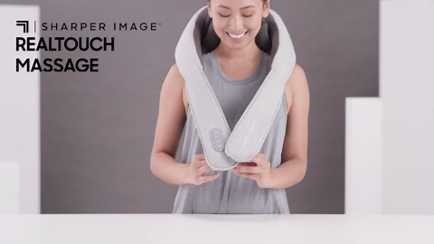 Sharper Image Realtouch Massager - Wireless Neck & Back Shiatsu Massage with Heat| Soothes Sore Muscles, Neck, Back, & Shoulders| Cordless & Rechargeable| Adjustable Intensity| Pain & Stress Relief