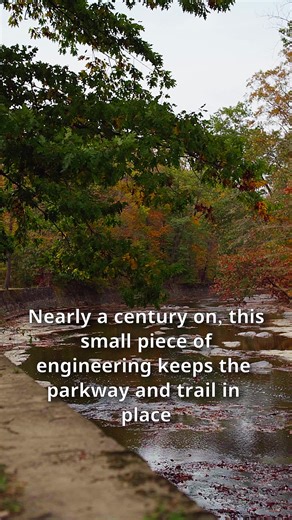 Rocky River Reservation — Cleveland, Ohio Cleveland Metroparks began here with a 1919 land purchase. As the parkway followed the river, crews added these low retaining walls—1930s WPA/CCC work in local stone—to keep the shale banks intact and let floodplain wetlands do their job beside the channel #rockyriverreservation #clevelandmetroparks #cleveland #ohio #ohiohistory #wpa #ccc #bereasandstone #floodplain | Propped Productions