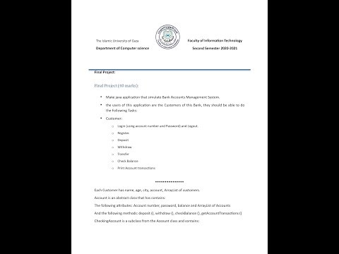Make java application that simulate Bank Accounts Management System | Final Java Project Lab | IUG