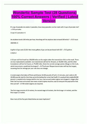 Latest Wonderlic Practice Test Questions with 100 Correct Answers Latest Update766 video