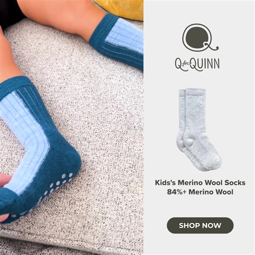 🧦 Wrap those little feet in the warmth of merino wool! Our 84% Merino socks are perfect for fall & winter adventures! ✅ Breathable and naturally moisture wicking (without the chemicals) ✅ Full cushion for extra support and durability ✅ Flat toe seam for maximum comfort ✅ Ethically crafted in Portugal These socks sell out quickly every year! Grab them early to see why: https://www.qforquinn.com/.../merino-wool-socks-toddler-kids Please note our wool socks do not undergo any additional treatment 