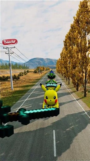 CAN PIKACHU SURVIVE THE GIANT MINECRAFT SWORD?! 😱⚔️ | BeamNG.drive
