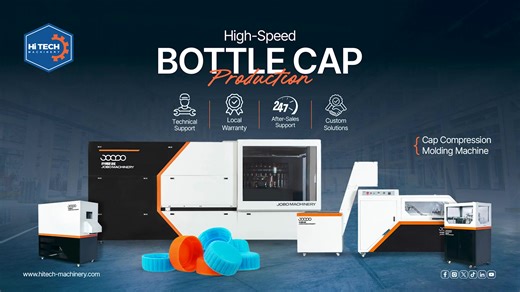 𝐂𝐚𝐩 𝐂𝐨𝐦𝐩𝐫𝐞𝐬𝐬𝐢𝐨𝐧 𝐌𝐨𝐥𝐝𝐢𝐧𝐠 𝐌𝐚𝐜𝐡𝐢𝐧𝐞 | 𝐖𝐨𝐫𝐤𝐢𝐧𝐠 𝐃𝐞𝐦𝐨 HiTech Machinery showcased JOBO’s Cap Compression Molding Machine at the 3P Expo 2025. Watch the complete process, from cap compression molding to folding, slitting, and lining, all in one seamless production line. 𝐏𝐫𝐨𝐝𝐮𝐜𝐭𝐢𝐨𝐧 𝐂𝐚𝐩𝐚𝐜𝐢𝐭𝐲: ▶️ 24 Cavity: 24,000 – 28,000 caps/hour ▶️ 36 Cavity: 36,000 – 42,000 caps/hour ▶️ (Launching Soon) 48 Cavity: 48,000 – 56,000 caps/hour Output may vary based o