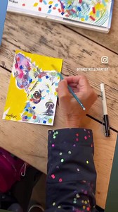 The model and the painting… I’m travelling around the UK meeting dogs and creating mini portraits. If you see me say gudday!!  | Pet Portraits Daily by Tracey Keller | Facebook