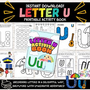 25 Page Printable Fun Letter U Craft Bundle Learning Activity