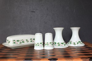 Vintage Christmas Dining Table Ware. Choose 1 From 3 Sets, Salt and Pepper Shakers, Butter Dish, Candlestick Holders, Holly & Leaves Design - Etsy