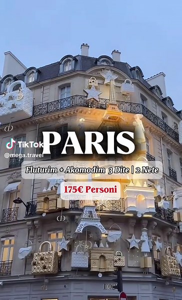 ✨Oferta ne Paris🇫🇷✨ 15 - 17 Janar / 3 Dite ~ 2 Nete 🏨Hotel Mirabeu Eiffel ✨Vetëm 175€ / personi ✈️Në cmim përfshihet: ✔️Fluturimi vajtje-ardhje ✔️Akomodimi ne hotel ✔️Bagazh dore 💕Mos e humb mundesinë per një arratisje në qytetin e dashurisë!💕 📍Paris te pret!✨ Na kontakto për më shumë info! 📲Whatsapp : 355 69 5525763 ☎️042226776