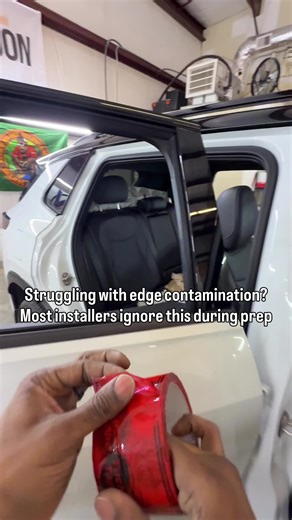 POV: You’re fighting contamination during installs. 🎥 Have you been struggling with contamination? Those felt seals around the window frame are usually the culprit. Here’s what I do… tape. During prep, I run tuck tape along the felt seals to drastically cut down on edge contamination. As vehicles age, those seals can literally disintegrate while you’re cleaning the glass, and most of the time you don’t notice it until it’s too late. This doesn’t guarantee a 100% contamination-free install, but 