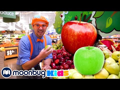 Blippi Visits an Apple Fruit Factory - Blippi | Kids Cartoons & Nursery Rhymes | Moonbug Kids