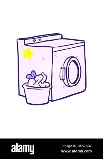 twinkling stars effect animation of cartoon washing machine and laundry Stock Video Footage - Alamy