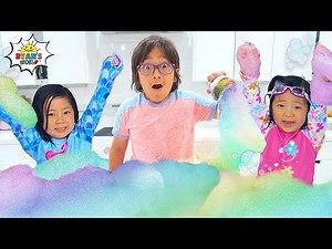Ryan Makes DIY Giant Bubble Art! Learn Kids Experiment! - Videos For Kids