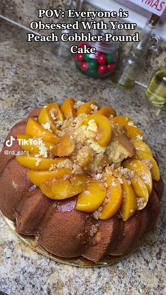 Decadent Peach Cobbler Pound Cake Recipe