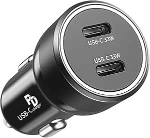 USB C Charger, 66W Type C Fast Car Charger, Adaptive Dual C Port 33W 30W PPS/PD&QC3.0 Car Charger Adapter for Samsung S22/S21/S20 Ultra/Note 20/10 Plus,iPad Pro/Air,MacBook,Pixel