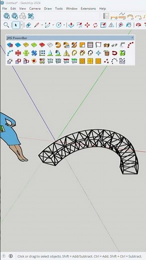 Easy Way to create Complex Curve Truss using Plugins in Sketchup✨ | #3d #sketchuptutorial #shorts