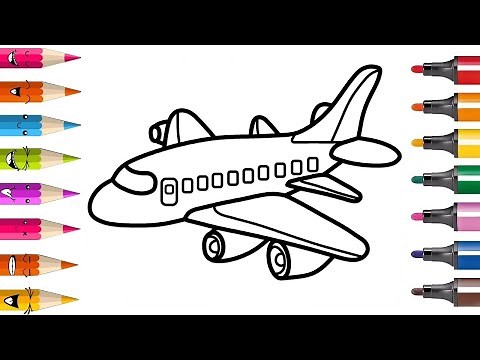 Colorer et APPRENDRE À DESSINER un AVION vidéo éducative & Planète coloriage