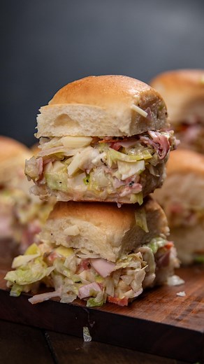 Jordan Hanger on Instagram: "Chopped Italian sliders 🔥 Y’all went crazy over the chopped Italian sandwiches so I put them into sliders and they are just as good! For all the ingredients and step by step check out my website theninjacue.com . I have the recipe for both sandwich and slider versions! #choppedsandwich #italiansandwich #sliders"