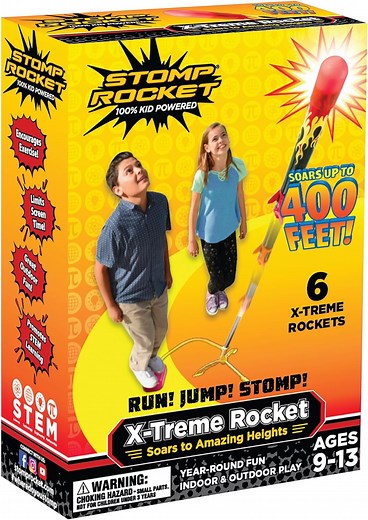 Stomp Rocket® Original X-treme Rocket Launcher for Kids, Soars 400 ft, 6 X-treme Rockets and Adjustable Launcher, Gift for Boys and Girls Ages 9 and up