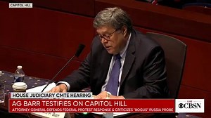 Attorney General Bill Barr delivers his opening statement in a House hearing on oversight of the Justice Department. WATCH NOW: https://cbsn.ws/3jMWQ0K | CBS Evening News