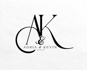 Modern Wedding Monogram Logo With Calligraphy Crest (digital Download) - Etsy