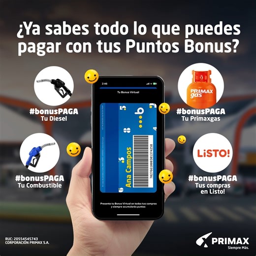 ¿Aún no pagas con tus puntos bonus? Aquí te mostramos todo lo que puedes hacer con ellos, porque en Primax #BonusPAGA. 😉🧡 #PrimaxSiempreMás | PRIMAX