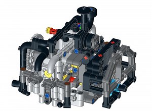 Lego Technic Citroen 2CV Engine with working Valves plus cosmetics