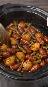 Easy Crockpot Smokies with Beans and Potatoes