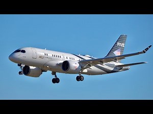 A220-100 ACJ TwoTwenty ComLux Landing & Takeoff at Lisbon Airport