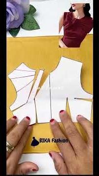 Elegant pleats at D neckline create soft sculptural look, silhouette #diy #patternmaking #shorts #fy