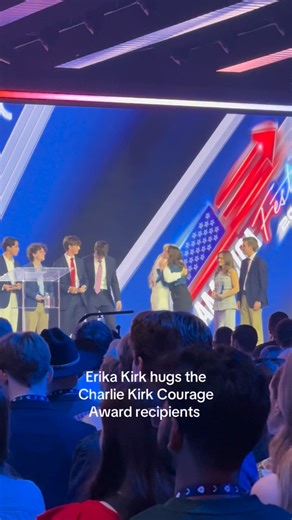 Fox News on Instagram: "Erika Kirk gave each student a big hug after presenting them with the ‘Charlie Kirk Courage Award’ at AmFest 2025."