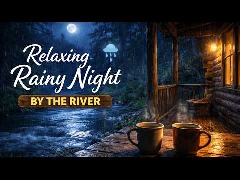 Relaxing Rainy Night by the River 🌧️ Crickets, Flowing Water & Sleep Ambience (1 Hour+)