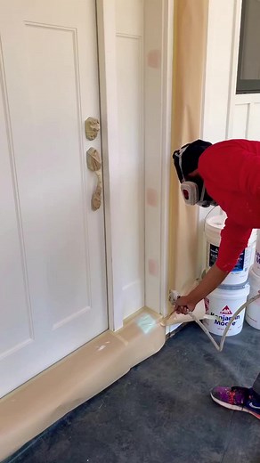 How to paint a front door with sprayer #spraypaint #painter #satisfying #usa #painting #viralvideo #fyp #paint #spray #foryou #spraypaintartist #doorpaint #satisfyingpaint