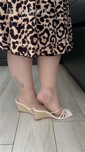 Leopard Dress & White Wedges | Sparkle Tights Home Look